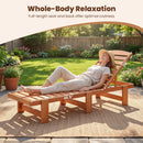 Patio Chaise Lounge Chair Solid Wood Slatted Recliner with Adjustable Backrest by LJGDeals