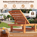 Patio Chaise Lounge Chair Solid Wood Slatted Recliner with Adjustable Backrest by LJGDeals