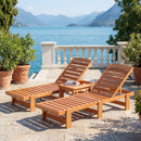 Patio Chaise Lounge Chair Solid Wood Slatted Recliner with Adjustable Backrest by DirectDeals