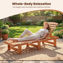 Patio Chaise Lounge Chair Solid Wood Slatted Recliner with Adjustable Backrest by DirectDeals