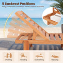 Patio Chaise Lounge Chair Solid Wood Slatted Recliner with Adjustable Backrest by LJGDeals