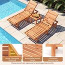 Patio Chaise Lounge Chair Solid Wood Slatted Recliner with Adjustable Backrest by LJGDeals