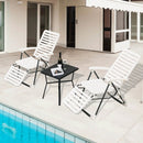 PP Folding Patio Chaise Lounger with 7-Level Backrest and Cozy Footrest by LJGDeals