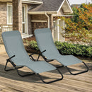 2 Pieces Folding Portable Patio Chaise Lounger with Rocking Design-Light Green by LJGDeals