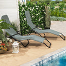 2 Pieces Folding Portable Patio Chaise Lounger with Rocking Design-Light Green by LJGDeals