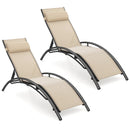 Patio Chaise Lounges Set of 2 Outdoor Recliner with 5-Position Backrest by LJGDeals