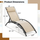 Patio Chaise Lounges Set of 2 Outdoor Recliner with 5-Position Backrest by LJGDeals