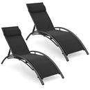 Patio Chaise Lounges Set of 2 Outdoor Recliner with 5-Position Backrest by LJGDeals