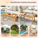 Patio Coffee Table 36 Inch Rectangular Outside Side Table with Slatted Tabletop by LJGDeals