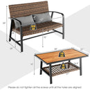 2 Pieces Patio Rattan Coffee Table Set with Shelf and Quick Dry Cushion by LJGDeals
