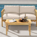 Patio Coffee Table with Solid Teak Wood Structure and Slatted Tabletop by LJGDeals