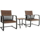 3 Pieces Patio Rattan Conversation Set with Quick Dry Lumbar Pillows by LJGDeals