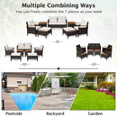 7 Piece Rattan Patio Sofa Set with Acacia Wood Tabletop and Armrests by LJGDeals