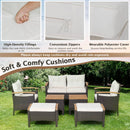 7 Piece Rattan Patio Sofa Set with Acacia Wood Tabletop and Armrests by LJGDeals