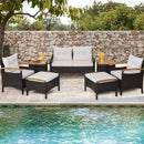 7 Piece Rattan Patio Sofa Set with Acacia Wood Tabletop and Armrests by LJGDeals