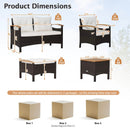 7 Piece Rattan Patio Sofa Set with Acacia Wood Tabletop and Armrests by LJGDeals