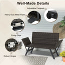 Patio Convertible Sofa for 2 Quick Dry Foam Padded Rattan with Armrests-Gray by LJGDeals