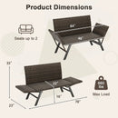 Patio Convertible Sofa for 2 Quick Dry Foam Padded Rattan with Armrests-Gray by LJGDeals