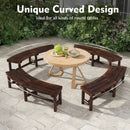 Patio Curved Bench for Round Table Spacious and Slatted Seat by LJGDeals