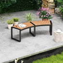 Patio Curved Bench with Slatted Seat and Metal Legs by LJGDeals