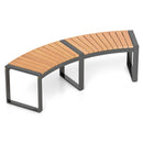Patio Curved Bench with Slatted Seat and Metal Legs by LJGDeals