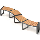Patio Curved Bench with Slatted Seat and Metal Legs by LJGDeals