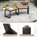 Patio Curved Bench with Slatted Seat and Metal Legs by LJGDeals
