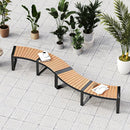 Patio Curved Bench with Slatted Seat and Metal Legs by LJGDeals