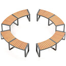 Patio Curved Bench with Slatted Seat and Metal Legs by LJGDeals