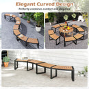 Patio Curved Bench with Slatted Seat and Metal Legs by LJGDeals