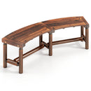 Patio Curved Bench Solid Wood Fire Pit Bench Outdoor Backless Loveseat by LJGDeals