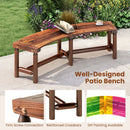 Patio Curved Bench Solid Wood Fire Pit Bench Outdoor Backless Loveseat by LJGDeals