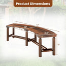 Patio Curved Bench Solid Wood Fire Pit Bench Outdoor Backless Loveseat by LJGDeals