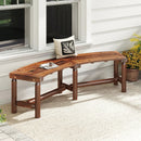 Patio Curved Bench Solid Wood Fire Pit Bench Outdoor Backless Loveseat by LJGDeals