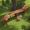 Patio Curved Bench Solid Wood Fire Pit Bench Outdoor Backless Loveseat by LJGDeals