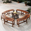 Patio Curved Bench Solid Wood Fire Pit Bench Outdoor Backless Loveseat by LJGDeals