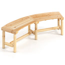 Patio Curved Bench Solid Wood Fire Pit Bench Outdoor Backless Loveseat by LJGDeals