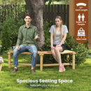 Patio Curved Bench Solid Wood Fire Pit Bench Outdoor Backless Loveseat by LJGDeals