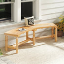 Patio Curved Bench Solid Wood Fire Pit Bench Outdoor Backless Loveseat by LJGDeals