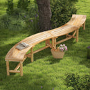 Patio Curved Bench Solid Wood Fire Pit Bench Outdoor Backless Loveseat by LJGDeals