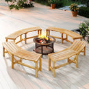 Patio Curved Bench Solid Wood Fire Pit Bench Outdoor Backless Loveseat by LJGDeals