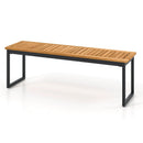 Patio Dining Bench Backless with Slatted Seat and Metal Legs by LJGDeals