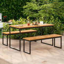 Patio Dining Bench Backless with Slatted Seat and Metal Legs by LJGDeals