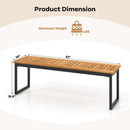 Patio Dining Bench Backless with Slatted Seat and Metal Legs by LJGDeals