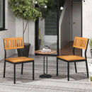 Patio Dining Chair Set of 2 with Metal and Acacia Wood Frame by LJGDeals