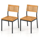 Patio Dining Chair Set of 2 with Metal and Acacia Wood Frame by LJGDeals