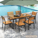 Patio Dining Chair Set of 2 with Metal and Acacia Wood Frame by LJGDeals