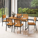 Patio Dining Chair Set of 2 with Metal and Acacia Wood Frame by LJGDeals