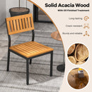 Patio Dining Chair Set of 2 with Metal and Acacia Wood Frame by LJGDeals