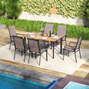 Patio Dining Chair Set of 2 with Wide Seat and Heavy-Duty Metal Frame-Brown by LJGDeals
